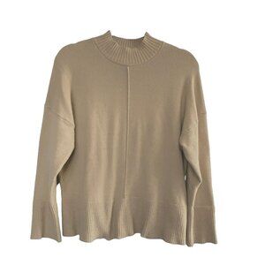 RACHEL ZOE Women Pullover Sweater High Neck Long Sleeve Cropped Sz M Tan 23-15